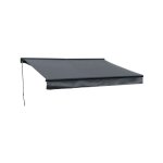 Store banne saule 295 � 25m avec semi - coffre - toile anthracite et structure grise