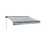 Store banne saule 295 � 25m avec semi - coffre - toile grise et structure grise