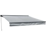 Store banne saule 35 � 3m avec semi - coffre - toile grise et structure grise