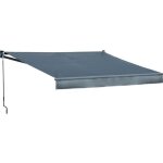 Store banne saule 35 � 3m - toile anthracite et structure grise