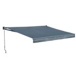 Store banne saule 395 � 3m - toile anthracite et structure grise