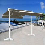 Stores bannes de terrasse double pente avec coffre sur pied - 35 x 3 m - taupe