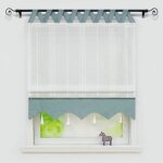 Store bateau romain passe tringle avec frange  pompon bleu / vert l / h 60x140cm - joyswahl