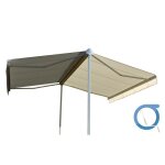 Store double pente manuel 5x2x3 m - toile beige et structure blanche satin�e - garden ombrazur