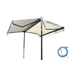 Store double pente manuel 5x2x3 m - toile beige et structure grise anthracite textur� - garden ombrazur ...