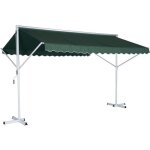 Store double pente manuel rtractable outsunny - blanc - 3m x 4m - mtal - polyester - anti - uv