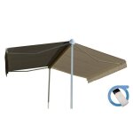 Store double pente motoris� 5x3x2 m - toile taupe et structure blanche satin�e - garden ombrazur