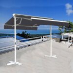 Stores bannes de terrasse double pente avec coffre sur pied - 35 x 3 m - gris anthracite