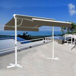 Stores bannes de terrasse double pente avec coffre sur pied - 4 x 4 m - taupe