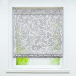 Store enrouleur - hongya - motif fleurs - blanc - 80 x 130 cm - tamisant sans per�age