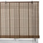 Store enrouleur retrousser en bambou coloris taupestore � rouleau aveugle - longueur 180 x profondeur ...