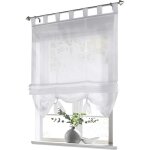 Store enrouleur romain voilage blanc � passants transparent int�rieurs de fen�tre cuisine - blanc l - ...