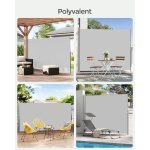 Brise - vue store lat�ral pour balcon et terrasse paravent retractable - 200 x 400cm(h x l) gris clair ...