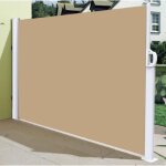 Stores lat�ral paravent 16 x 35 m ext�rieur brise vue pour terrasse - armature blanc - toile dune