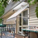 Store  projection autoportant sans perage 200 x 150 cm - terrasse ou balcon - cru