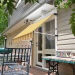 Store � projection autoportant sans per�age 250 x 150 cm - terrasse ou balcon - jaune ray�