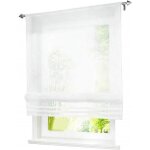 Store romain enrouleur bateau blanc hongya l - h 120 x 155 cm - voile transparent - int�rieur