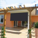 Store vertical 14 x 25 m enrouleur extrieur terrasse ou balcon - armature blanc laqu - toile gris anthracite ...