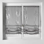 Store voilage en etamine imprim�e gris clair 150x240 cm