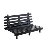 Structure futon 140x200 cm en bois massif noir - noir - terre de nuit
