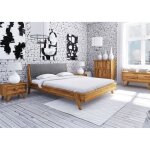 Stucture lit double 160x200cm - bois de ch�ne sauvage huil� (bois naturel / gris) - original retro 25 ...