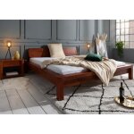 Stucture lit double 160x200cm - bois massif dacacia huil� (miel) - bueno 022