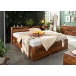 Stucture lit double avec tiroirs 180x200cm - bois massif de palissandre cir� (noisette) - toronto 254 ...