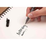 Stylo de calligraphie fudenosuke twin - tombow - noir / gris - feutre - encre noire