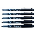 Stylo feutre - pilot - v sign pen - lot de 5 - pointe moyenne 06 mm - couleur noir