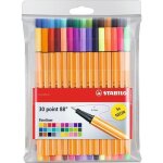 Stylos feutre - stabilo - point 88 - 30 couleurs assortis - pointe fine - traage 04mm