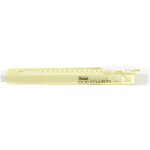 Stylo gomme - pentel - clic eraser - corps jaune pastel - rechargeable - gomme rectangulaire