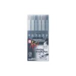 Stylo pinceau - sakura - koi coloring brush - Étui de 6 - couleurs gris - nylon flexible Stylo pinceau - sakura - koi coloring brush - Étui de 6 - couleurs gris - nylon flexible