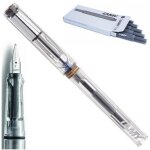 Stylo plume - lamy - vista - corps transparent - plume fine acier - avec 5 cartouches t10 noires
