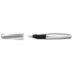 Stylo plume pelikan twist - argent / noir - pointe moyenne - rechargeable - non effaable