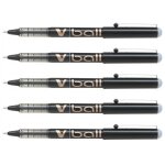 Stylos roller - pilot - v - ball 10 - pointe large - encre liquide - lot de 5 noir
