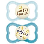 Sucettes - sucettes mam perfect night 18 mois et plus - lot de 2 (couleur : tigre et �toiles bleus)
