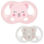 Sucettes soft touch silicone taille 6 - 18 m - tigex - biche chat fille
