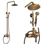 Junsottor colonne de douche rtro - laiton antique - ensemble de douche systme avec tagre - robinet ...