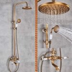Junsottor colonne de douche avec mitigeur r�tro laiton - syst�me douche pluie hauteur r�glable ensemble ...