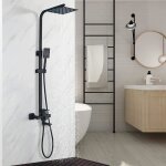 Junsottor colonne de douche noir avec mitigeur systme de douche rglablepommeau de pluie 8 - 3 modes ...