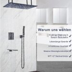 Led colonne de douche encastr�e noir thermostatique 38? syst�me de douche de t�te 40 x 80 cm carr�e en ...