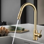 Robinet cuisine avec douchette - extensible doré brushed mitigeur Évier rotatif à 360° - 2 modes de pulvérisat ... Robinet cuisine avec douchette - extensible doré brushed mitigeur Évier rotatif à 360° - 2 modes de pulvérisat ...