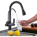 Mitigeur cuisine 3 voies noir - rotatif  360 - en acier inoxydable - robinet de cuisine - pulvrisateur ...