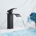 Robinet salle de bain cascade moderne robinet lavabo noir mitigeur lavabo cascade avec bec hauteur 190 ...