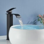 Robinet salle de bain cascade noir robinet mitigeur lavabo cascade - eau froide & chaude disponible