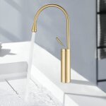 Robinet salle bain dore brushed - robinet lavabo - mitigeur lavabo en acier inoxydable 304 design moderne ...