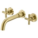 Sumerain m�langeur de lavabo mural encastr� en or bross� robinet de salle de bain � trois trous avec ...