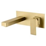 Sumerain mitigeur de lavabo mural encastr� or bross� robinet de salle de bain � poign�e unique et deux ...