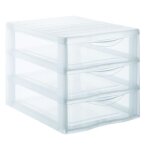 Sundis mini tour de rangement orgamix a4 mm 3 tiroirs 365x26x255 cm transparent
