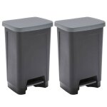 Lot de 2 poubelles 50l sundis step bin noir / anthracite